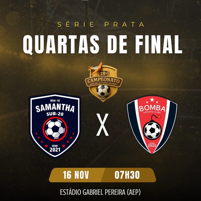 🔥 QUARTAS DE FINAL — SÉRIE PRATA ⚽❤️🤍

Chegou o momento da decisão! 💥

O Samantha Sub-20 entra em campo neste sábado em busca da classificação para a semifinal do Campeonato Municipal 2025! 💪⭐
Com garra, talento e união, nossos meninos estão prontos para mais uma grande batalha! 🙌🏽

🗓 Data: Domingo, 16/11
⏰ Horário: 07h30
📍 Local: Estádio Gabriel Pereira (AEP)
🏆 Série Prata — Quartas de Final

Vamos juntos, torcida Samantha! 🔴⚪